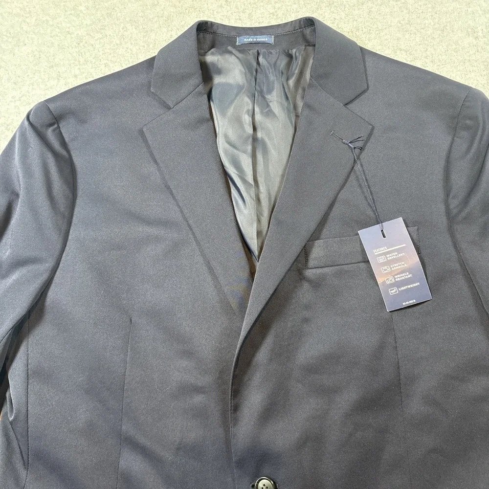 Stafford Stretch Blazer Navy Blue 42 Sh Men's Single Vent 2 Button Classic Fit